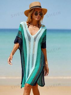 Beach-style Long Sleeve Dresses, Long Sleeve Beach Dresses For Vacation, Long Sleeve Beachy Dresses For The Beach, Long Sleeve Summer Beach Dress, Long Sleeve Tropical Beach Dress For Summer, Green Long Sleeve Beach Dress As Cover-up, Green Beach Dress For Spring Holiday, Blue Beach Dress For Summer Outings, Green Long Sleeve Beach Dress For Cover-up