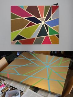 two pictures with different designs on them and one is being made out of cardboards