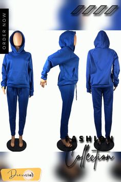 Solid Color Long Sleeve Hoodie Sweatpants Two-piece Set Hoodie And Sweatpants, Two Piece Sets, Two Pieces, Long Sleeve Hoodie, Pants Set, Two Piece, Sweatpants, Solid Color, Long Sleeve