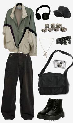 Vintage 90s Soft Grunge Light Green Acubi Korean Japanese Style Dark Aesthetic 2000s Downtown Teen Outfit Idea Green Acubi Fashion, Green Based Outfits, Forest Green Outfits Female, Dark Green Outfit Aesthetic, Green Clothes Aesthetic, 90s Outfit Ideas 1990s, Green Grunge Outfit, 90s Soft Grunge, Bisexual Fashion