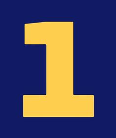 the letter i is yellow and blue with a white outline in the upper right corner