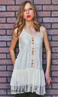 AP Vintage Chic Tank Tunic In Carmel Spring Camisole Dress With Lace Trim, Camisole Dress With Lace Trim For Spring, Bohemian Tops With Lace Trim And Spaghetti Straps, Shabby Chic Dress, Angel Top, Folk Rock, Modern Vintage Fashion, Pretty Angel, Victorian Lace