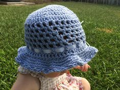 My fair little lady needed a crochet sun hat for the summer so I’ve shared the free pattern with you here. This hat easily fits sizes 1-3 years. I used a partial skein of cotton yarn that I had left from another project. These little hats don’t require much! It turned out great and Cute Crochet Hat For The Beach, Adjustable Yarn Mini Hats For Summer, Cute Hand Knitted Crochet Hat For Beach, Handmade Cute Summer Hat, Cute Handmade Summer Hats, Hand Knitted Sun Hat Cap For Summer, Cute Brimmed Crochet Beach Hat, Cute Summer Crochet Yarn Hat, Cute Adjustable Brimmed Crochet Hat