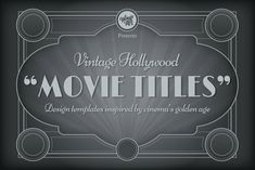 the vintage hollywood movie titles are displayed in this black and white photo with an ornate frame