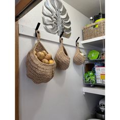 the onion basket set includes 3 sizes, the smallest, the medium and the biggest, you can see the detailed sizes of the products from the picture Umedas | Umedas Hanging Wall Basket Teardrop Baskets Onion Coat Bohemian Storage Fruit Hooks | 3.93" H X 3.93" W X 12.99" D | Wayfair | Organization Onion Basket, Wall Basket, The Onion, Basket Set, Mail Organizer, Wall Planter, Basket Sets, Wall Organization, Hanging Wall