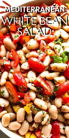 white bean salad with tomatoes, peppers and herbs