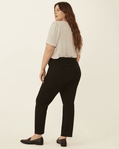 Elevate your work wardrobe with these plus size stretchy trousers perfect to style with a denim blazer, a graphic tee, and platform wedges for a weekend-ready look. Silky Blouse, Denim Blazer, Skirt Belt, Plus Size Pants, Work Wardrobe, Double Breasted Blazer, Cropped Trousers, Platform Wedges, Cropped Pants