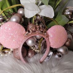 Disney 2020 Pink Sequin Princess Crown Minnie Mickey Ears Headband Brand New Mickey Ears Headband, Butterfly Fairy Wings, Disney Minnie Mouse Ears, Minnie Ears Headband, Mickey Pumpkin, Stretch Headband, Butterfly Fairy, Ears Headband, Minnie Mouse Ears