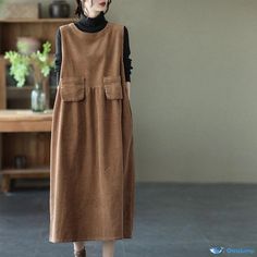 Orcajump - Vintage Corduroy Loose Vest Dress with Suspenders - Retro Corduroy Overall Dress Dress With Suspenders, Corduroy Vest, Corduroy Overall, Loose Vest, Corduroy Overall Dress, Sewing Clothes Women, Vintage Corduroy, Corduroy Dress, Clothes Women