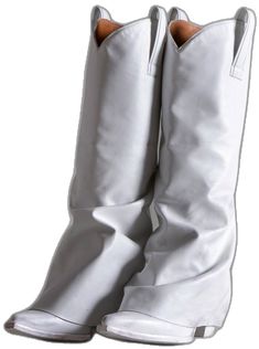 White Leather Knee-high Boots With Snip Toe, Western White Snip Toe Knee-high Boots, White Snip Toe Heeled Boots, White Pointed Toe Knee-high Boots For Fall, White Leather Heeled Boots With Pointed Toe, Other Woman, Women's Boots, White Leather, Cowboy Boots