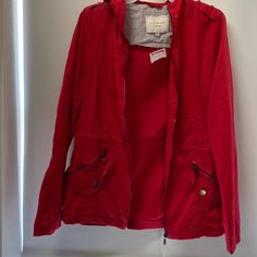 Red Utility Jacket Size Large. Zipper At The Front. Brand-Love Me Now. New. Zipper On Side Pockets. See Photos. Zipper At Front Hoodie Color Red New With Tags 100%Cotton Pet And Smoke Free Home Ask Questions Red Functional Outerwear With Pockets, Red Nylon Outerwear With Pockets, Red Outdoor Outerwear With Zipper Closure, Red Cotton Button-up Outerwear, Red Button-up Outerwear With Snap Buttons, Utility Jacket, Me Now, Colorful Hoodies, Love Me