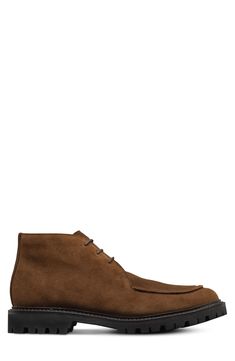 A supple suede upper and moc toe bring timeless sophistication to a rugged chukka boot grounded by a durable lug sole. Lace-up style Leather upper and lining/rubber sole Made in the USA Chukka Boots Men, Chukka Boot, Allen Edmonds, Nordstrom Store, Lug Sole, Up Styles, Chukka Boots, Boots Men, Rubber Sole