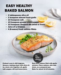 the recipe for baked salmon on a plate