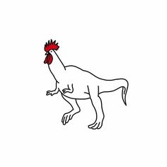 a drawing of a dinosaur with a rooster on it's head