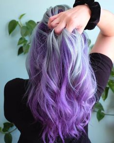 Purple Hair with Silver Streaks Hair Color Ideas Trendy, Purple Natural Hair, Purple Hair Streaks, Amazing Hair Color, Purple Blonde Hair, Bright Purple Hair, Purple Hair Color Ideas