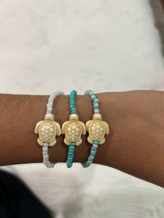 coconut girl turtle bracelet set! Adjustable Turtle Bracelet For Beach, Trendy Stretch Bracelet For Vacation, Handmade Adjustable Turtle Bracelet, Bracelet Aesthetic, Girl Bracelet, Turtle Bracelet, Turtle Charm, Coconut Girl, Bracelet Ideas