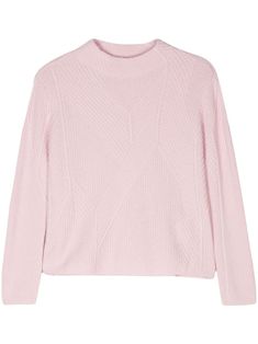 light pink virgin wool-cashmere blend ribbed knit crew neck long sleeves straight hem Knit Jumper, Teen Wolf, Emporio Armani, Ribbed Knit, Light Pink, Knitted Sweaters, Jumper, Cashmere, Long Sleeves