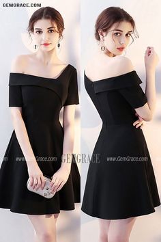 10% off now|Free shipping world-wide. Fashion Black Short Homecoming Dress with Sleeves at GemGrace. Click to learn our pro custom-made service for wedding dress, formal dress. View #HomecomingDresses for more ideas. Black A-line Mini Dress For Wedding, Fitted Black Midi Dress For Prom, Black Off-shoulder Formal Dress, Black Short Sleeve Mini Dress For Wedding, Black Off-shoulder Mini Dress For Formal Events, Black Off-shoulder Mini Dress For Formal Occasions, Fitted Black A-line Evening Dress, Black A-line Mini Dress For Banquet, Black Off-shoulder Midi Dress For Prom