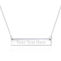 PRICES MAY VARY. 💠FREE ENGRAVING: Made in USA. Customize your jewelry the way you love. Can be engraved any names, words, letters initials, message, symbols. Plus, we can engrave your own handwriting too! Just send us the photo of your handwriting. Create the one of a kind jewelry for yourself and your love ones! 💠MATERIAL: This selection is made of stainless steel.It is more affordable compare to our sterling silver collection. It is a great option for those who are looking for a personalized Mother's Day Personalized Rectangular Name Necklace, Rectangular Name Necklace Birthday Gift, Rectangular Name Necklace For Birthday Gift, Gift Nameplate Necklace With Engraved Text, Rectangular Engraved Necklaces For Birthday Gift, Customizable Rectangular Bar Necklace For Personalized Gift, Customized Rectangular Necklace For Birthday Gift, Classic Silver Bar Necklace As A Gift, Personalized Rectangular Necklace With Engraved Text