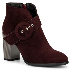 Pretty up any look with the elegant Nora bootie. Stunning stacked heel, bold buckle detail and a curved collar finish Off the side-zip boot. Soft faux-suede leather with a durable rubber sole and a soft fabric lining. Upper: 100% Faux Suede, Outsole Complete: 100% Rubber, Lining: 100% Textile, Heel Height: 3.5", Boot Shaft Height: 3.5", Boot Shaft Circumference: 12"Product Care : Spot cleanMaterial : Faux Suede Side Zip Boots, Block Heel Boots, Shoe Carnival, Shoes Booties, Womens Boots Ankle, Heeled Ankle Boots, Stacked Heel, Womens Heels, Suede Leather