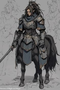 Strix Pathfinder, Centaur Armor, Centaur Paladin, Centaur Knight, Dnd Knight, Centaur Art, Dnd Ideas