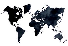 a black and white world map on a white background