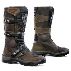 Forma ADVENTURE motorcycle boots 12 months Warranty \ CE® level protection \ Full-grain oiled leather \ Drytex® waterproof \ Lightweight construction \ Rugged adventure sole \ Plastic gear pad protection \ Unbreakable GH® buckles \ Easy-Fit adjustable straps \ Velcro® + triple strap closure \ Ergonomic nylon mid-sole with steel shank \ Ankle Malleolus TPU \ Technical insole \ European production Size Guide Measure your overall feet length against the boot's inside measurement (see below). The inside should be at least 1 inch longer than your feet (3/4 inch for smaller sizes). This measurement gives you the correct toe clearance for safety and comfort.  38eu = 04 mens or 07 womens (10.04" inside) 39eu = 05 mens or 08 womens (10.23" inside) 40eu = 06 mens or 09 womens (10.43" inside) 41eu = Adventure Boots, Tactical Clothing, Bobber Chopper, Camping Checklist, Adventure Motorcycling, Bug Out Bag, Bike Gear, Riding Gear, Motorcycle Gear