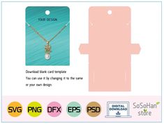 a card with an image of a necklace on it and the text, your design