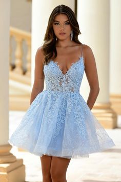 Glitter Homecoming Dress, Mitzvah Dresses, Bat Mitzvah Dresses, Corset Boning, Short Party Dress, Light Blue Shorts, Cocktail Gowns, Grad Dresses, Hoco Dresses