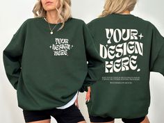 Green Crewneck, Green Sweatshirt, Hoodie Mockup, Green Hoodie, Save Image, Sweatshirt Designs, Forest Green, Design Store, Mockup