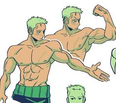 an image of a man with green hair flexing