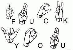 the alphabet is made up of many different hand gestures, including two fingers and one thumb