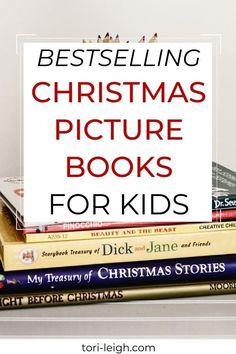 a stack of books with the title best selling christmas picture books for kids