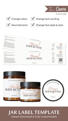 Small Skincare Business, Jar Template, Body Butter Recipe Homemade, Lotion Making, Labels Ideas, Cosmetic Business, Cosmetics Business