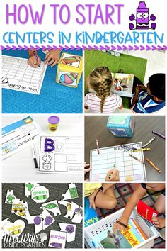 several different pictures with the words how to start centers in kindergarten