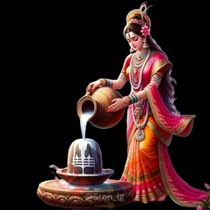 a beautiful woman pouring water into a pot