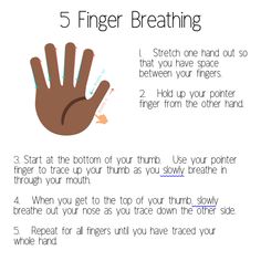 Five Finger Breathing Calming Technique for stress, anxiety, etc. feelings 5 Finger Breathing, Calming Corner, Calming Techniques, School Social Work, Mindfulness For Kids, Mindfulness Activities, Emotional Regulation, Yoga For Kids