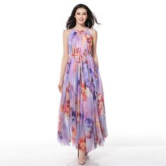 Chiffon Purple Floral Flower Long Party Dress Evening Wedding Lightweight Sundress Summer Holiday Beach Dress Bridesmaid Dress Maxi Skirt Detail Info: ❤ Color: NC29 as picture More color choice link: https://www.etsy.com/listing/213656440/chiffon-dress-color-card?ref=shop_home_feat_1 You just note the color number you want with order. ❤ Material: Chiffon ❤ The dress doesn't limit the chest size and waitst size, arm hole 45cm (if your upper arm circle circumference is more than 40cm, please not y Purple Chiffon Dress For Party, Summer Bridesmaid Chiffon Dress With Flowy Skirt, Spring Flowy Chiffon Dress, Flowy Chiffon Spring Dress, Sleeveless Purple Chiffon Dress For Wedding, Purple Chiffon Maxi Dress For Prom, Purple Chiffon Sleeveless Dress, Multicolor Chiffon Party Dress, Flowy Floral Chiffon Party Dress