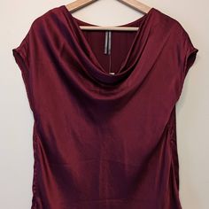 Anthropologie 100% Lux Silk Tunic Blouse Cowl Neck Pullover Top Wine Pink Nwt Beautiful Bias Drape Top Feels So Amazing On , Light And Soft With That Subtle Silk Warmth. Wine Burgundy Pink Maroon Contrast Sitching Excellent Condition Brand New With Tags Effortless Chic Elegant Staple 100% Silk Cowl Neck Tunic Silhouette Pullover Styling Hand Wash Bust: 20" Back Collar To Hem: 24.25" Chic Viscose Tops For Layering, Viscose Blouse For Night Out, Fall Viscose Tops With Short Sleeves, Fall Short Sleeve Viscose Blouse, Fall Short Sleeve Viscose Tops, Short Sleeve Viscose Tops For Fall, Viscose Short Sleeve Tops For Fall, Silk Tops Blouses, Lace Tunic Tops