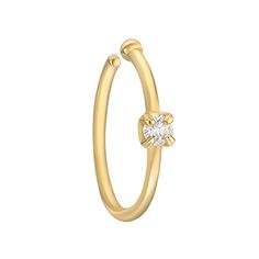 Add a dazzling touch to your look with this eye-catching 14k gold diamond accent nose ring. Add a dazzling touch to your look with this eye-catching 14k gold diamond accent nose ring. 22 gauge Metal: 14k gold Packaging: boxed Finish: polished Length: 9 mmDIAMOND DETAILS Total weight: less than 1/10 ct. Shape: round Setting: prong Size: One Size. Color: White. Gender: female. Age Group: adult. Diamond Huggie Rings Fine Jewelry, White Gold Diamond Huggie Rings, Elegant Small Hoop Rings With Prong Setting, Diamond Nose Rings For Anniversary, Minimalist Diamond Huggie Rings, 14k Gold Wedding Nose Rings, Small Hoop Diamond Halo Jewelry, White Gold Diamond Rings With Small Hoop, Diamond Halo Small Hoop Jewelry