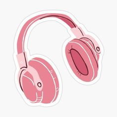 pink headphones sticker on a white background