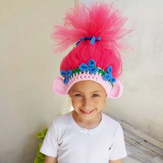 This crochet princess Poppy troll wig is made with 100% Acrylic yarn and pink tulle. It's would be excellent for birthdays trolls party or as a Halloween costume. Visit our store: https://rebrand.ly/jxks0q6 There are baby, toddlers, kids and adult sizes. Click for other Poppy items: https://rebrand.ly/xp03pal Princess Poppy dresses are here https://www.etsy.com/shop/LittleFoxLusy?ref=seller-platform-mcnav&section_id=22723138 Find the correct size as follows: 0-3 Months 13 x 4.5 3-6 Months 15 x 6 Crochet Troll Hat, Troll Halloween Costume, Troll Wig, Crazy Hair Day Ideas, Poppy Hat, Troll Costume, Rainbow Braids, Princess Poppy, Stay At Home Mum