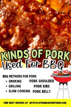 the bbq menu for kids of pork used for bbq is shown in this ad