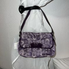 Never Used/Worn, In Good Condition Message Me With Questions Open To Fair Offers Coach Purple Shoulder Bag For Evening, Purple Coach Shoulder Bag With Detachable Handle, Coach Flap Shoulder Bag With Removable Pouch, Coach Flap Shoulder Bag For Daily Use, Coach Shoulder Bag With Removable Pouch And Flap, Coach Shoulder Bag With Flap For Daily Use, Coach Shoulder Baguette Bag For Travel, Coach Flap Shoulder Bag With Detachable Handle, Coach Bags With Detachable Strap And Flap Shape