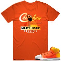 Shirt To Match SB Dunk High Sweet Tooth | eBay Trendy Orange Tops For Streetwear, Orange Relaxed Fit Tops For Streetwear, Sporty Orange Top, Fitted Orange Casual T-shirt, Orange Crew Neck Shirt For Streetwear, Orange Graphic Print Shirt For Streetwear, Orange Graphic Print Tops For Streetwear, Casual Orange Tops For Streetwear, Orange Graphic Tee For Streetwear