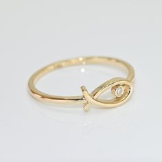 14k Solid Gold Fish Ring, Real Gold Ichthys Ring, Fish Ichthus, Christian Fish Ring with premium grade D Color (colorless) VS/SI clarity moissanite. 💙 Our jewelry is handcrafted with love and great care at San Francisco Bay! 💙 You will receive them exactly as pictured. We don't use any filters, all photos are authentic and unedited. 💙 The ring material is 14k Solid gold, should not be confused with gold plating or filling. It won't tarnish or fade over time. 💙 We're offering the finest quali Fish Rings Jewelry, Elegant 14k Gold Fish-shaped Jewelry, Promise Rings For Girlfriend, Boys Bracelets, Fish Ring, Gold Ring Designs, Handmade Fine Jewelry, Gold Fish, Rings Diamond