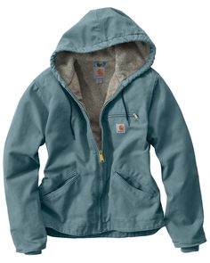 Carhartt Women's Sandstone Sierra Sherpa Lined Jacket, Steel Blue Cotton Outerwear With Ribbed Cuffs, Carhartt Women Outfits Jackets, Carhartt Women's Outfit, Women In Their 20s, Autumn Jacket Women, Sherpa Lined Jacket, Outfits Jeans, Carhartt Womens, Carhartt Jacket