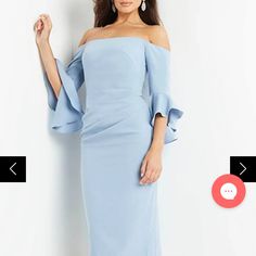 Jovani Formal Long Gown In Beautiful Light Blue Periwinkle. Gently Worn. Slight Train. Perfect For Any Formal Gala Or Mother Of Bride Or Groom. Formal Long Gown, Blue Periwinkle, Periwinkle Color, Sleeve Gown, Jovani Dresses, Mother Of Bride, Gowns With Sleeves, Long Gown, Beautiful Lights