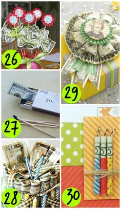 dollar bill crafts for kids to make and sell on the internet, including money wrapped in twine