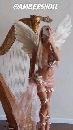 Amber Scholl Halloween Costumes, Rave Goddess Outfit, Escape Outfits Rave, Angel Rave Outfit, Escape Outfits Rave Halloween, Angel Halloween Costume Ideas, Greek Mythology Halloween Costumes, Aphrodite Halloween Costume